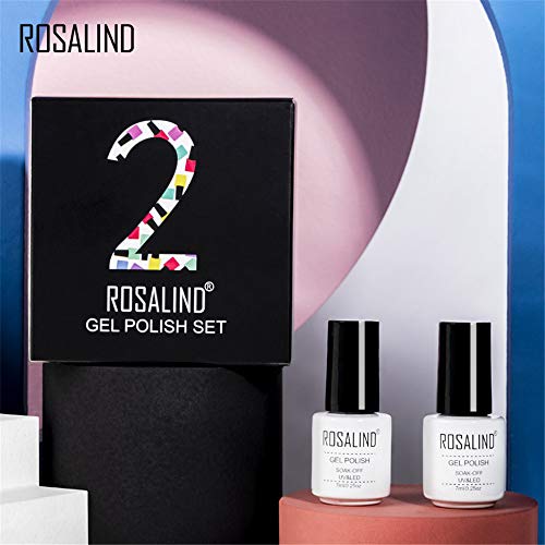 ROSALIND UV Gel Nagellack 2 Farben Nackt Nude und Weiß 7ml Soak Off UV LED Gel Nail Polish Kit Nagellack für Nail Art… – Bild 4