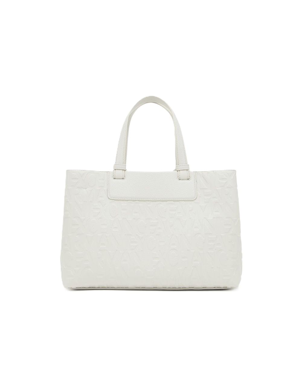 Armani Exchange Liz, Essential, Logo Squared Charm, Shopping Bag Donna, Bianco Sporco