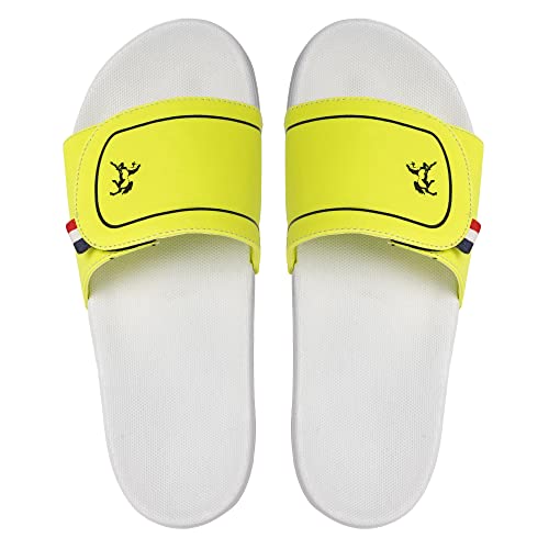 Image of PERY-PAO Mens Stylish Sliders Grey, Sky Blue, Black, White, peach, Neon Green, Olive Green Boys Slippers