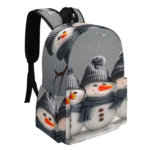 Heavy-Duty Backpack with Reinforced Base And Side Pockets, Lovely Snowman Print Travel Bag2