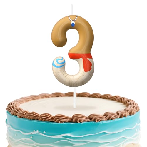 Image of Hawaii Number 3 Birthday Candles, Island Themed Cake Topper for Boys Girls Cake Decorations, Birthday Decorations Party Supplies, Number Candles for Party Decor