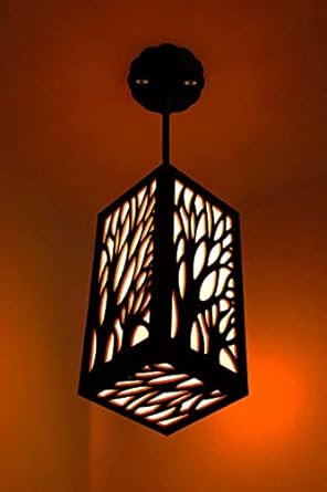 Aditya HANDICRAFTS Ceiling Light Wooden Pendant Hanging Lamp-707 Shade with 15w Bulb for Home | Living Room (24x12cm, Brown)(AC)