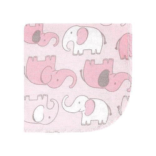 Image of Hudson Baby Unisex Baby Flannel Cotton Poly Washcloths, Girl New Elephant 10-Pack, One Size
