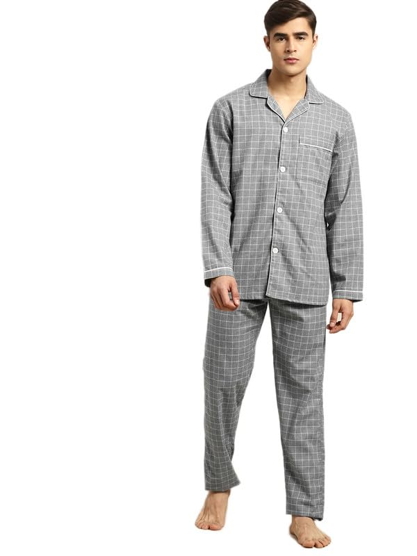 hancock Grey Checked Pure Cotton Pyjama Set-picture-10