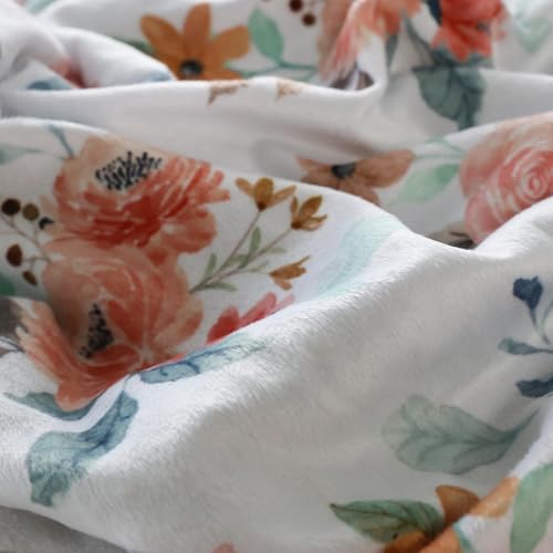 Image of BORITAR Baby Blankets Super Soft Plush Mink Fabric for Girls Boys, Elegant Multicolor Floral Receiving Blankets with Double Layer Dotted Backing for Newborn Toddler, 30 x 40 Inch