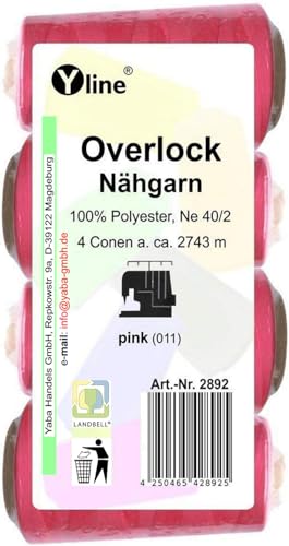 4 bobinas de hilo de coser, color rosa, aprox. 2743 m, NE 40/2, 100% poliéster, hilo para máquina de coser, 2892