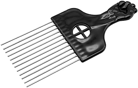 OSMOFUZE Afro Pick Lift Black Fist Metal Hair Comb, Detangle Wig Braid Hair Styling Comb for African (Square, 1 Pack)