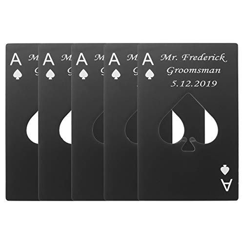 Personalized Custom Bottle Opener, Yoption 5Pcs Stainless Steel Credit Card Size Beer Bottle Opener Cap for Wedding Party Groomsmen Bridesmaid Gifts