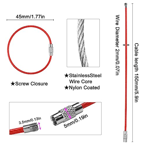 Image of 5.9in /15cm Stainless Steel Keychain Cable,Wire Diameter 2mm Metal Key Ring Loop,20 Pieces