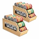 Kolmarc Organizer per lattine di bambù impilabile, confezione da 2 organizer per bevande e conserve, per organizzare cucina, dispensa e scaffali, supporto naturale per alimenti e casa