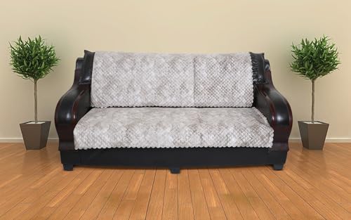 Image of 7 Seater Sofa Cover | Universal Non-Slip Fully Covered Protector for 3+2+2 Sofa Set | Durable Slipcover for Living Room Quilted Luxe (Crimson Red)
