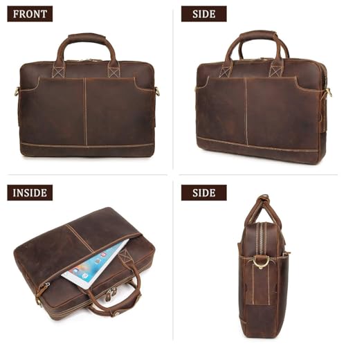 Image of Augus Leather Briefcase Laptop for Men Fits 16 Inch Laptop