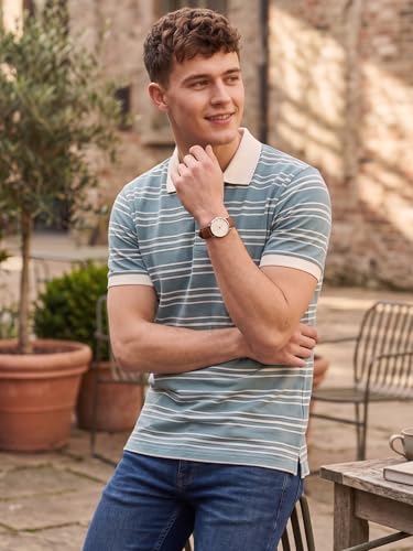 Image of XENOVAURBAN Polo t Shirt for Man | Striped Pattern Mens Cotton Polo Neck T-Shirt with Collar | Regular fit | Breathable and Soft - Polo-Striped-P