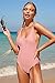 PRETTYGARDEN Women One Piece Swimsuit U Neck Tummy Control Swimwear Slimming Strap Backless Bathing Suit (Pink,Medium)