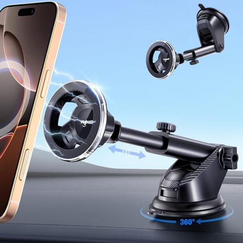 volport for Magsafe Car Mount [Dashboard & Windshield]: Universal Magnetic Suction Phone Holder for Your Car, Strong Magnet for iPhone 16 15 14 13 12 Pro Max Plus Samsung S24 Ultra Cell Phone Case