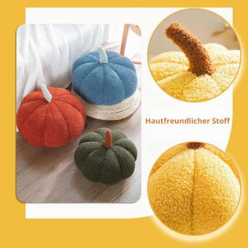 Ventouse Kürbis Kissen Pumpkin Pillow Halloween Decoration Gelb 28cm – Ansicht 2