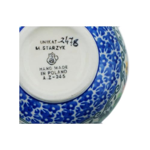 Polish-Pottery-Bubble-Mug-12-oz-Green-Bird-Garden-UNIKAT Polish Pottery Bubble Mug 12 oz Green Bird Garden UNIKAT