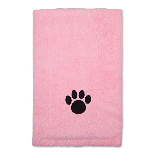 Image of Bone Dry Pet Grooming Microfiber Towel, Embroidered Collection, X-Large,41x23.5 inch, Pink