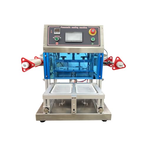 EQCOTWEA Automatic Dual Station Tray Sealing Machine Pneumatic MAP/Nitrogen Food Packaging Machine...