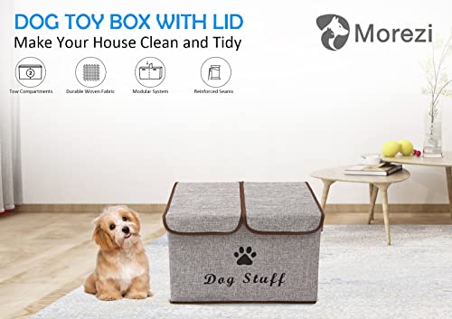 Dog toy box with lid dog storage organizer perfect basket for dog toys living room, playroom, closet, home organization and storage - LightGray - Image 3