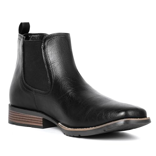 IUV Men's Chelsea Boots Square Toe Western Ankle Boots Slip On Casual Dress Cowboy Boot2