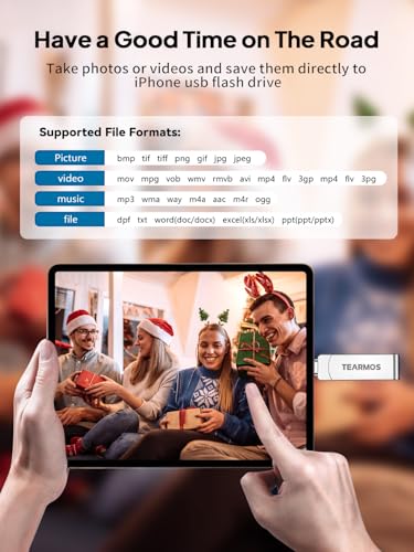 TEARMOS 512GB Flash Drive Intended for iPhone iPad, Memory Stick Storage for Photos and Videos Backup, Compatible with iPhone iPad Android PC, Plug and Play, No Application Required (Metal Silver)