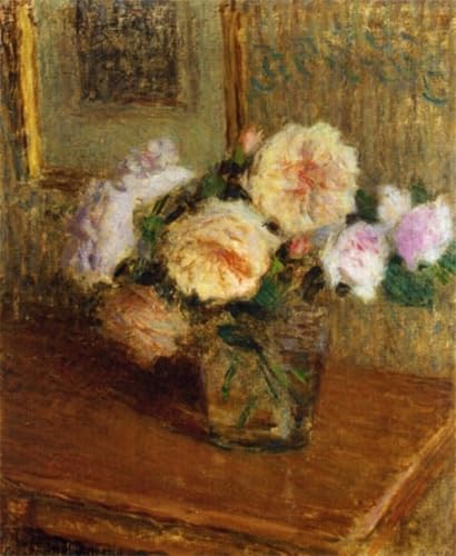 Tableau Vase de Roses d'Ernest Laurent reproduction sur toile abstraite 60x90cm pour salon
