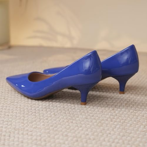 Image of Women's Low Kitten Heel Pumps Classic Fashion Dress Pumps Simple Heeled Shoes for Office Work