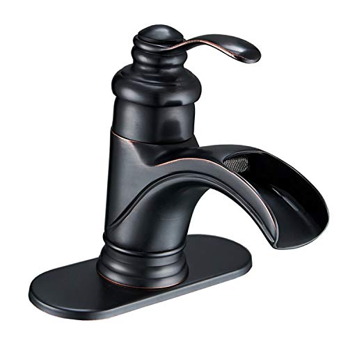Get Popular Offer Era Bathroom Sink Faucet Oil Rubbed Bronze Single Hole Single Handle Waterfall Spout Deck Mount Supply Hose Included Bath Lavatory Faucet