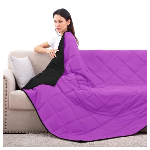 ROKDUK Weighted Blanket Queen Size 12 Pounds 60x80 in Cooling Weighted Blanket for Adults 1800 Brushed Microfiber Reversible Heavy Blanket with Premium Glass Beads (Black & Purple)