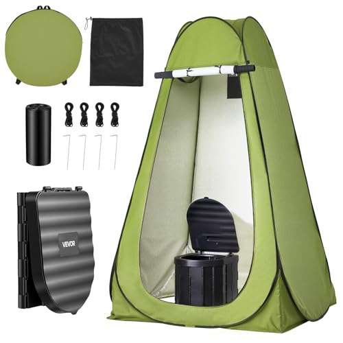 VEVOR Tragbare Campingtoilette 150 kg Belastbar Mobile Toilette Faltbar Reisetoilette mit Tragetasche & Müllbeuteln & Aufklappbarem Sichtschutzzelt Geeignet für Wohnmobilreisen Camping Wandern
