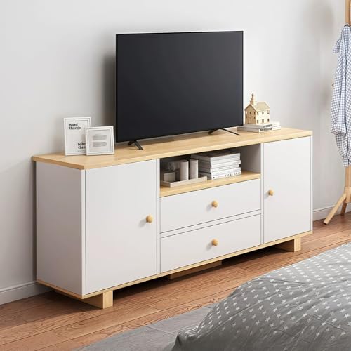 El Mejor Listado de Centro de Entretenimiento Con Repisas los 5 mejores. 43 Mueble para TV con 2 Cajones y 2 Gabinete, Simple Centro Entretenimiento TV, Muebles Televisión con Estantes de Almacenamiento Abiertos de hasta 55 Pulgadas, Apto Salón y...