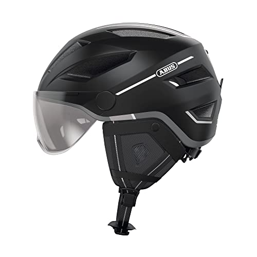 Abus Pedelec 2.0 Ace Casco Da Città - Casco Per Bici Elettrica Con Fanale Posteriore E Visiera Per Il Traffico Cittadino - Per Uomo E Donna - Nero, Ta