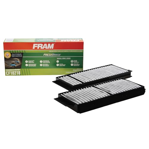 FRAM Fresh Breeze Cabin Air Filter Replacement for Car Passenger Compartment w/ Arm and Hammer Baking Soda, Easy Install, CF10218 for Select Mazda Vehicles , white
