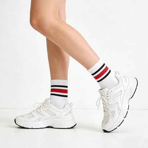 Image of VWU Women Men Crew Socks Cotton Dress Socks Ankle Neutral Casual Gilr Boy Solid Color Crew Socks SIze 5-12
