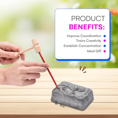 Neliblu Dinosaur Fossil Digging Kit for Kids - 1x5x4-Inch Paleontologist Kit for Kids - STEM-Inspired Toy and Activities - Ultimate Dinosaur Archaeological Dig Kit - Educational Discovery Toys