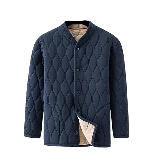 Generisch Chaqueta de invierno para hombre, chaqueta acolchada cálida de invierno, chaqueta gruesa con botones, pijama de un solo color, chaqueta térmica de gran tamaño, chaqueta de amortiguación