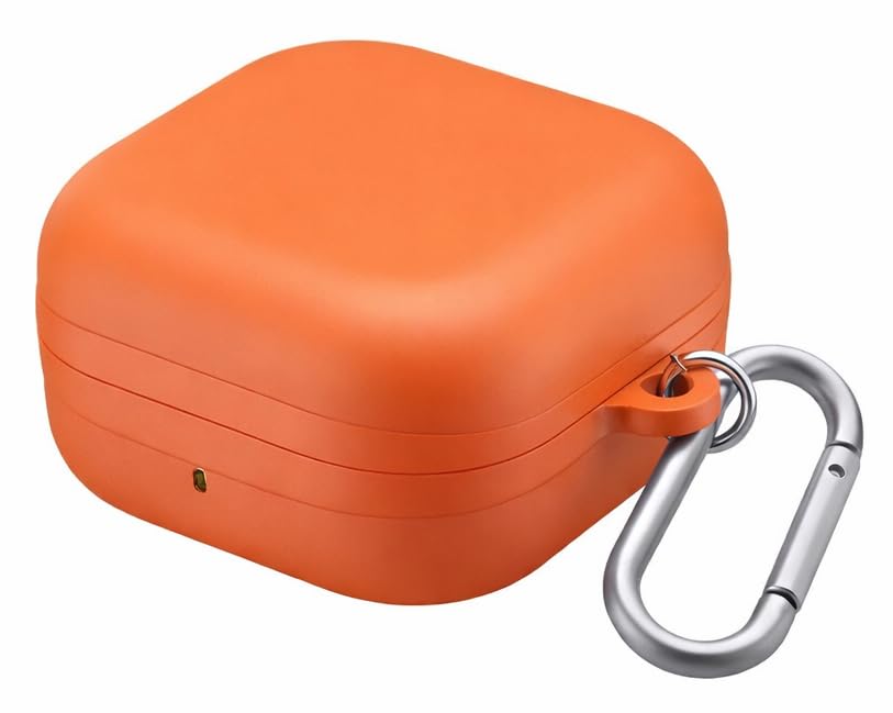 Image of Suede Leather Texture Case Cover for Samsung Galaxy Buds 4 and 4 Pro with Heavy Duty Carabiner (Orange, Leather Suede)