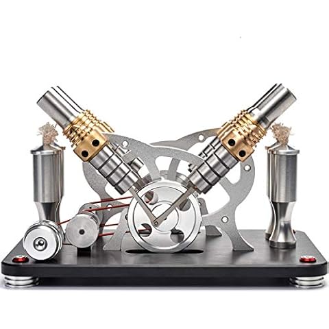Sunnytech Hot Air Stirling Engine Motor Educational Electricity 4 Cylinders Generator Colorful LED M16-V4-D Cover