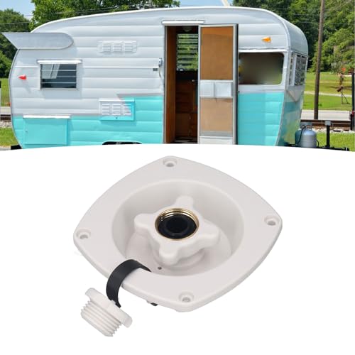 Image of RV Wall Mount Water Inlet Pressure Regulated City Water Entry with Quick Connector ABS Pressure Regulated Entry for Trailer Boat (White)