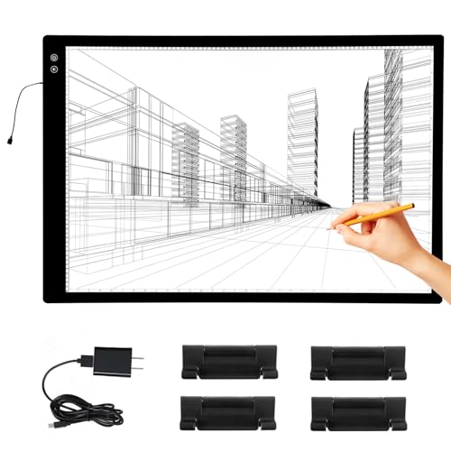 Rechargeable A1 Light Pad - Ultra-Thin Large Diamond Painting Light Board 3 Colors 6 Levels Adjustable Brightness Tracing Light Box Wireless Tracing Light Table for Weeding Vinyl Drawing