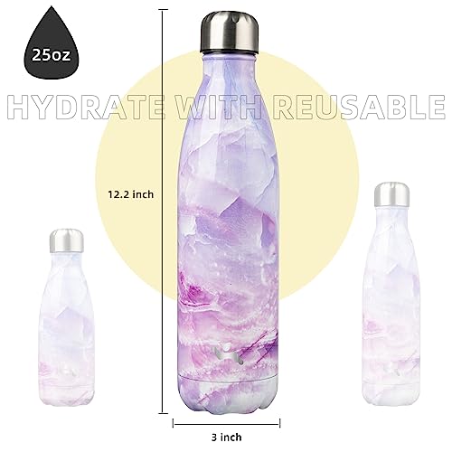 Image of Konokyo Insulated Water Bottles,25 oz Double Wall Stainless Steel Vacumm Metal Flask for Sports Travel,Marble Dawn