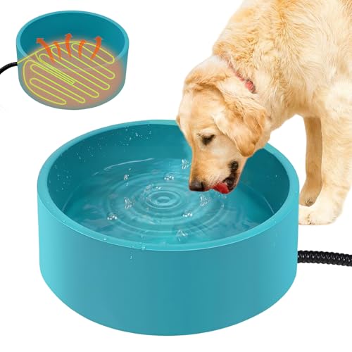LEKEFETO Cuenco de agua caliente para perros, 3,2 L, protección contra heladas, bebedero para mascotas con cable antimordeduras de 200 cm, para perros, gatos, conejos, pollos en invierno