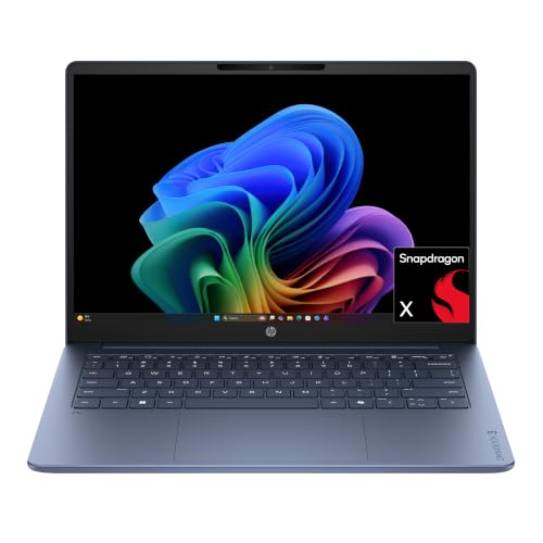 Image of HP OmniBook 3 14 inch Next Gen AI PC, 2K Display, Snapdragon X X1-26-100, 16 GB RAM, 256 GB SSD, Qualcomm Adreno GPU, Windows 11 Home, Starlit Blue, 14-hz0588nr