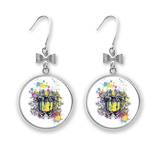 Boucles d'oreilles mains de guitare au relief graffiti street barrel pour oreilles percées