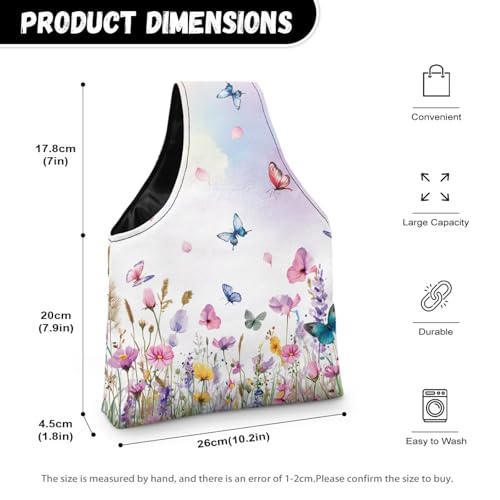 Image of ZUXONGSY Wildflower Yarn Storage Bag for Women Butterfly Knitting Project Bag Vintage Knit Wrist Bag Lightweight Crochet Organizers and Storage