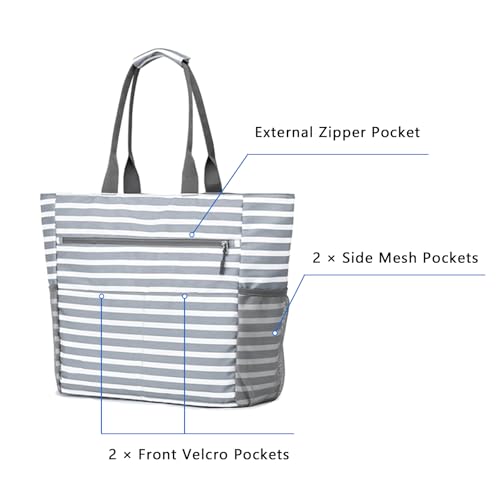 Beach Tote Bag for Women Waterproof Sandproof Beach Bags with Wet Compartment Large Tote for Vacation Pool & Travel3