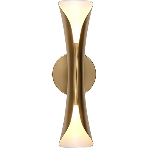 Tubicen Gold Wall Sconces Indoor, Modern Decorative Sconces Wall Lighting Up and Down, Dimmable Wall Lights for Living Room Bedroom Theater, 15.7" H (Bulb Excluded)