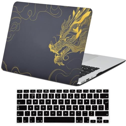 Funda MacBook Pro 13 pulgadas A1278 ideal para estudiantes y viajes con diseño dragón de oro