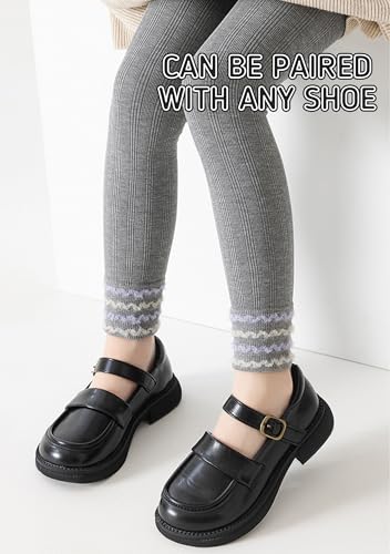 Toddler Girls Tights Breathable Stretch Ankle Length Cable Knit Footless Ribbed Leggings3